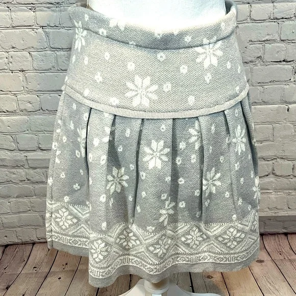 PRINCESS VERA WANG Fair Isle Knit Sweater Skirt Gray/White Snowflake-Medium - Picture 3 of 3